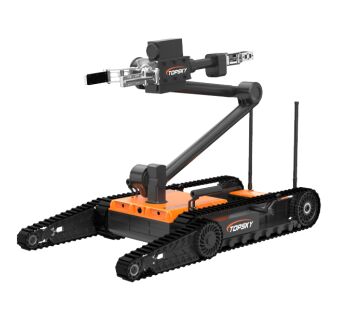 Lightweight Explosive Ordnance Disposal Robot with 7-Degree-of-Freedom Robotic Arm and 45° Slope Climbing Capability