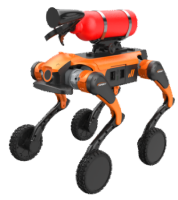 Perro robot de extinción de incendios con gas inerte de cuatro patas que puede adaptarse rápidamente a situaciones de reconocimiento, inspección, seguridad y emergencia